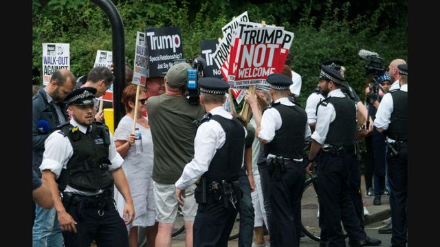 Scenes from the Trump protests in London