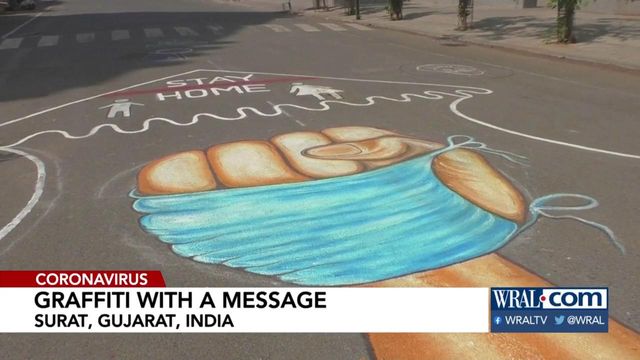 Graffiti in India shows colorful safety messages