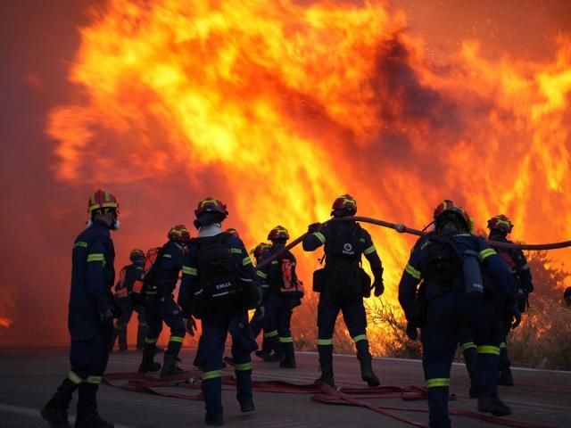Firefighters Tackle Massive Wildfire on Chios Island, Greece