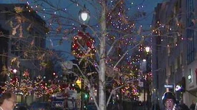 Fayetteville Street lights up for Christmas