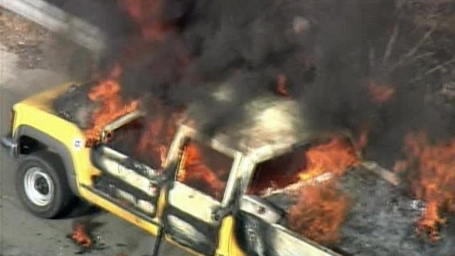 WEB ONLY: Sky5 Video of DOT Truck Burning