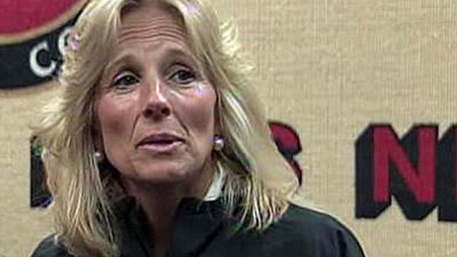 Jill Biden visits with military families