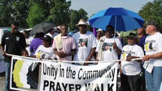 Church members march against violence
