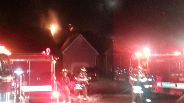 Raw video: Fire burns Raleigh home