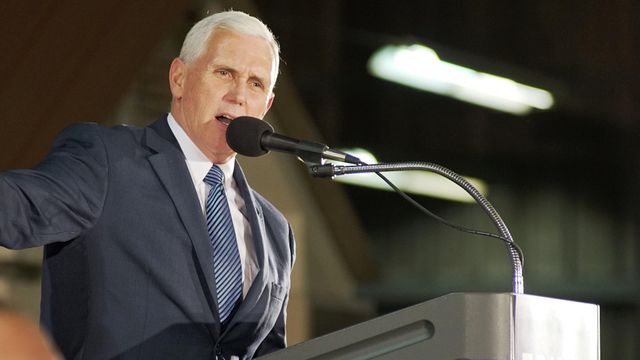 Pence attacks Clinton litany of controversy in Smithfield stop