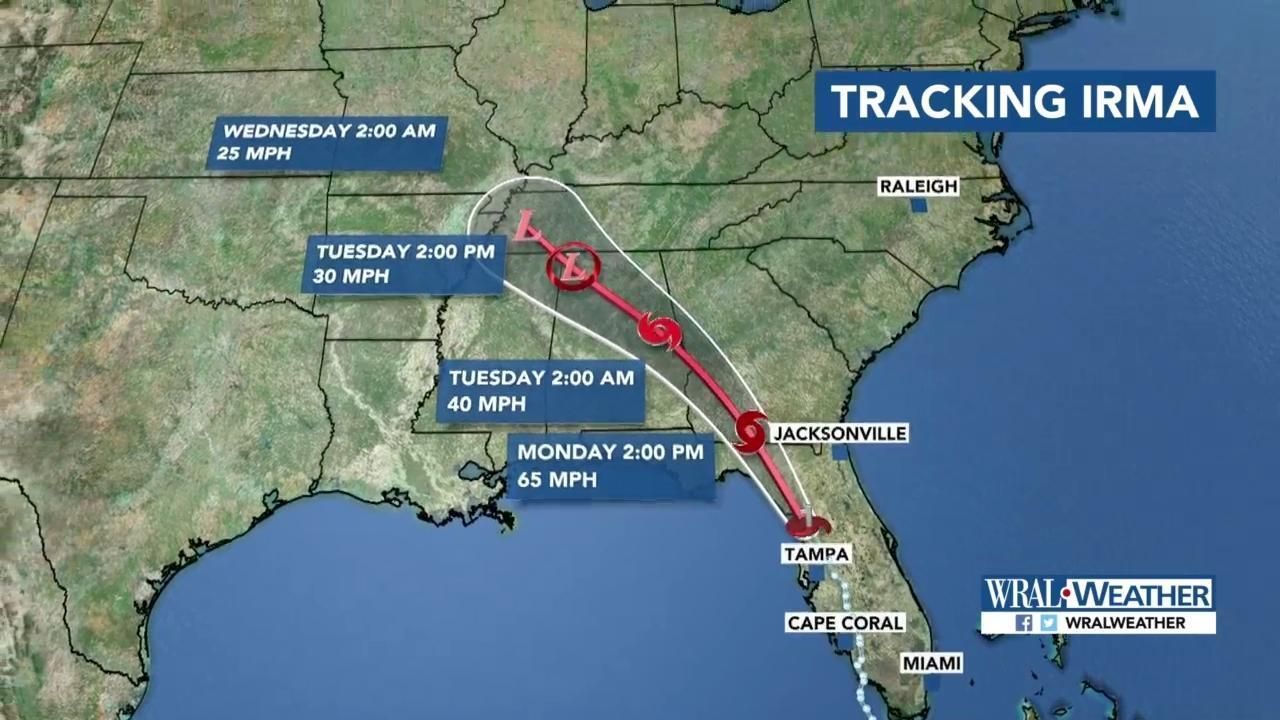 Fishel: Irma threatens all of W. Fla.; In Triangle, look for rain Monday,  Tuesday, image size:1280x720