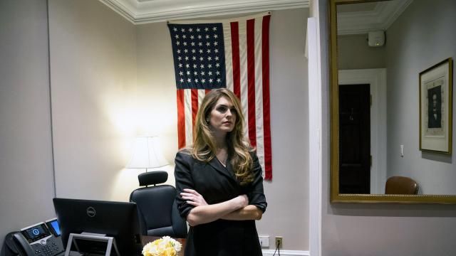 Hope Hicks in her office at the White House on March 29, 2018, her last day on the job as communications director.  (Doug Mills/The New York Times)
