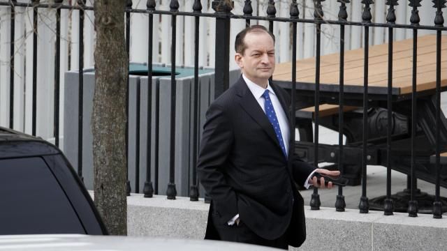 FILE -- Labor Secretary Alexander Acosta walks to the West Wing of the White House, in Washington, April 9, 2018. Acosta was a federal prosecutor in Miami in 2008 when financier Jeffrey Epstein cut a secret deal to avoid federal prosecution after allegations he molested dozens of teenage girls. (Tom Brenner/ The New York Times)