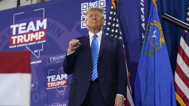 FILE - Republican presidential candidate former President Donald Trump gestures at a campaign event Jan. 27, 2024, in Las Vegas. Trump is expected to sweep Nevada's Republican caucuses on Thursday, which would give him a third straight win in the presidential primary and deliver more delegates he needs to clinch the nomination. (AP Photo/John Locher, File) FILE - Republican presidential candidate former President Donald Trump gestures at a campaign event Jan. 27, 2024, in Las Vegas. Trump is expected to sweep Nevada's Republican caucuses on Thursday, which would give him a third straight win in the presidential primary and deliver more delegates he needs to clinch the nomination. (AP Photo/John Locher, File)