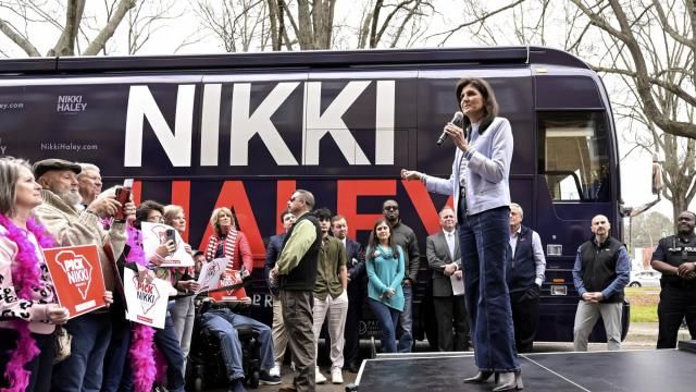 Republican presidential candidate former UN Ambassador Nikki Haley speaks at a campaign event in Newberry, S.C., Saturday, Feb. 10, 2024. (AP Photo/Matt Kelley) Republican presidential candidate former UN Ambassador Nikki Haley speaks at a campaign event in Newberry, S.C., Saturday, Feb. 10, 2024. (AP Photo/Matt Kelley)