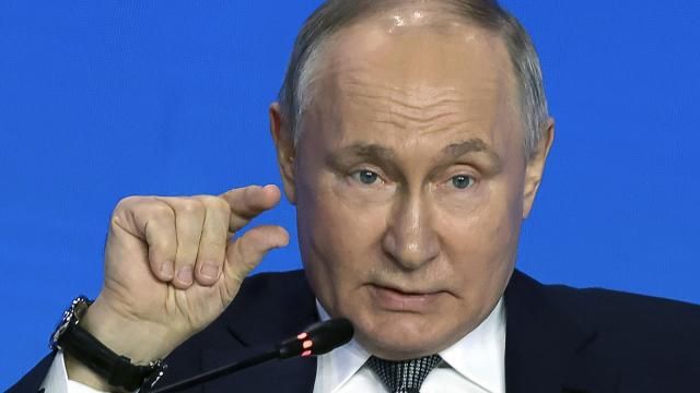Russian President Vladimir Putin gestures as he speaks to scientists on the sidelines of the Future Technologies Forum at the World Trade Centre in Moscow, Russia, Wednesday, Feb. 14, 2024. (Sergei Karpukhin, Sputnik, Kremlin Pool Photo via AP) Russian President Vladimir Putin gestures as he speaks to scientists on the sidelines of the Future Technologies Forum at the World Trade Centre in Moscow, Russia, Wednesday, Feb. 14, 2024. (Sergei Karpukhin, Sputnik, Kremlin Pool Photo via AP)