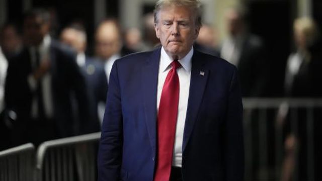 Former President Donald Trump leaves Manhattan criminal court, Thursday, Feb. 15, 2024, in New York. A New York judge says Trump's hush-money trial will go ahead as scheduled with jury selection starting on March 25. (AP Photo/Mary Altaffer) Former President Donald Trump leaves Manhattan criminal court, Thursday, Feb. 15, 2024, in New York. A New York judge says Trump's hush-money trial will go ahead as scheduled with jury selection starting on March 25. (AP Photo/Mary Altaffer)
