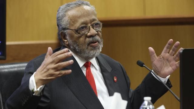 John Floyd III, father of Fulton District Attorney Fani Willis, testifies during a hearing on the Georgia election interference case, Friday, Feb. 16, 2024, in Atlanta. The hearing is to determine whether Willis should be removed from the case because of a relationship with Nathan Wade, special prosecutor she hired in the election interference case against former President Donald Trump. (Alyssa Pointer/Pool Photo via AP) John Floyd III, father of Fulton District Attorney Fani Willis, testifies during a hearing on the Georgia election interference case, Friday, Feb. 16, 2024, in Atlanta. The hearing is to determine whether Willis should be removed from the case because of a relationship with Nathan Wade, special prosecutor she hired in the election interference case against former President Donald Trump. (Alyssa Pointer/Pool Photo via AP)