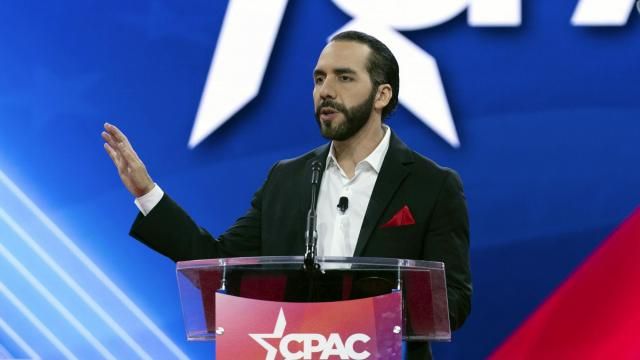 El Salvador's President Nayib Bukele speaks during the Conservative Political Action Conference, CPAC 2024, at the National Harbor, in Oxon Hill, Md., Thursday, Feb. 22, 2024. (AP Photo/Jose Luis Magana) El Salvador's President Nayib Bukele speaks during the Conservative Political Action Conference, CPAC 2024, at the National Harbor, in Oxon Hill, Md., Thursday, Feb. 22, 2024. (AP Photo/Jose Luis Magana)