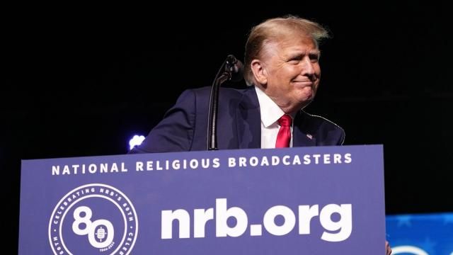 Republican presidential candidate former President Donald Trump speaks at the National Religious Broadcasters convention at the Gaylord Opryland Resort and Convention Center Thursday, Feb. 22, 2024, in Nashville, Tenn. (AP Photo/George Walker IV) Republican presidential candidate former President Donald Trump speaks at the National Religious Broadcasters convention at the Gaylord Opryland Resort and Convention Center Thursday, Feb. 22, 2024, in Nashville, Tenn. (AP Photo/George Walker IV)
