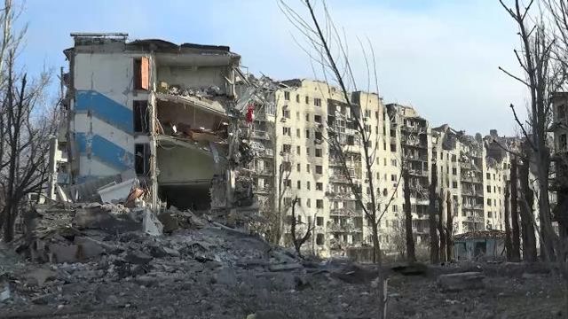 This photo taken from video released by the head of the Russian-controlled Donetsk region Denis Pushilin's telegram channel on Saturday, Feb. 24, 2024, shows damaged buildings, after Russian forces completed their takeover of Avdiivka, eastern Ukraine. Russian-controlled Donetsk region. (Head of the Russian-controlled Donetsk region Denis Pushilin telegram channel via AP) This photo taken from video released by the head of the Russian-controlled Donetsk region Denis Pushilin's telegram channel on Saturday, Feb. 24, 2024, shows damaged buildings, after Russian forces completed their takeover of Avdiivka, eastern Ukraine. Russian-controlled Donetsk region. (Head of the Russian-controlled Donetsk region Denis Pushilin telegram channel via AP)