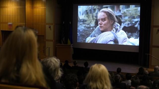 People watch a screening of "20 Days in Mariupol" at the State Department in Washington, Tuesday, Feb. 27, 2024. (AP Photo/Susan Walsh) People watch a screening of "20 Days in Mariupol" at the State Department in Washington, Tuesday, Feb. 27, 2024. (AP Photo/Susan Walsh)