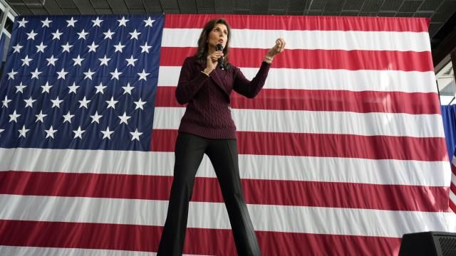Republican presidential candidate former UN Ambassador Nikki Haley speaks at a Republican campaign event in Raleigh, N.C., Saturday, March 2, 2024. (AP Photo/Chuck Burton) Republican presidential candidate former UN Ambassador Nikki Haley speaks at a Republican campaign event in Raleigh, N.C., Saturday, March 2, 2024. (AP Photo/Chuck Burton)