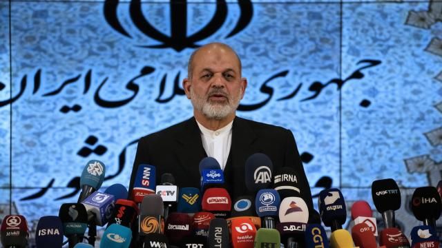 Iranian Interior Minister Ahmad Vahidi briefs the media on Friday's elections, in Tehran, Iran, Monday, March 4, 2024. While praising Iranians for withstanding "bad weather and continuous propaganda by the enemy," Vahidi said the vote saw 25 million ballots cast — a turnout of just under 41%. The lowest previous came in the last parliamentary election in 2020, which saw a 42% turnout.(AP Photo/Vahid Salemi) Iranian Interior Minister Ahmad Vahidi briefs the media on Friday's elections, in Tehran, Iran, Monday, March 4, 2024. While praising Iranians for withstanding "bad weather and continuous propaganda by the enemy," Vahidi said the vote saw 25 million ballots cast — a turnout of just under 41%. The lowest previous came in the last parliamentary election in 2020, which saw a 42% turnout.(AP Photo/Vahid Salemi)