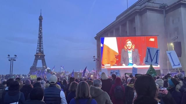 Pro-abortion supporters watch a live transmission of the congress session where French lawmakers have approved a bill that will enshrine a woman’s right to an abortion in the French Constitution, at Trocadero Plaza in Paris, Monday, March 4, 2024. The vote makes France the first country to have a constitutional right to abortion since the former Yugoslavia inscribed it in its 1974 constitution. (AP Photo/Oleg Cetinic) Pro-abortion supporters watch a live transmission of the congress session where French lawmakers have approved a bill that will enshrine a woman’s right to an abortion in the French Constitution, at Trocadero Plaza in Paris, Monday, March 4, 2024. The vote makes France the first country to have a constitutional right to abortion since the former Yugoslavia inscribed it in its 1974 constitution. (AP Photo/Oleg Cetinic)