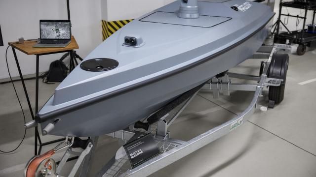FILE - In this undated photo provided by Ministry of Digital Transformation of Ukraine a Magura V5 (maritime autonomous guard unmanned robotic apparatus V-type), Ukrainian multi-purpose unmanned surface boat capable of performing various tasks, is seen in Ukraine. Uncrewed, remote-controlled boats have been around since the end of World War II. Late last century, technological innovations broadened their potential uses. Lethal, advanced sea drones developed and deployed by Ukraine in its war with Russia have opened a new chapter in that story. (Daniyar Sarsenov/Ministry of Digital Transformation of Ukraine via AP, File) FILE - In this undated photo provided by Ministry of Digital Transformation of Ukraine a Magura V5 (maritime autonomous guard unmanned robotic apparatus V-type), Ukrainian multi-purpose unmanned surface boat capable of performing various tasks, is seen in Ukraine. Uncrewed, remote-controlled boats have been around since the end of World War II. Late last century, technological innovations broadened their potential uses. Lethal, advanced sea drones developed and deployed by Ukraine in its war with Russia have opened a new chapter in that story. (Daniyar Sarsenov/Ministry of Digital Transformation of Ukraine via AP, File)