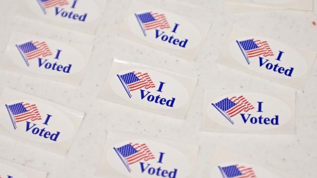 I voted stickers are set out on a table for voters to take after submitting their ballots at Elmdale Baptist Church Tuesday, March 5, 2024, in Springdale, Ark. Super Tuesday elections are being held in 16 states and one territory. Hundreds of delegates are at stake, the biggest haul for either party on a single day. (AP Photo/Michael Woods) I voted stickers are set out on a table for voters to take after submitting their ballots at Elmdale Baptist Church Tuesday, March 5, 2024, in Springdale, Ark. Super Tuesday elections are being held in 16 states and one territory. Hundreds of delegates are at stake, the biggest haul for either party on a single day. (AP Photo/Michael Woods)