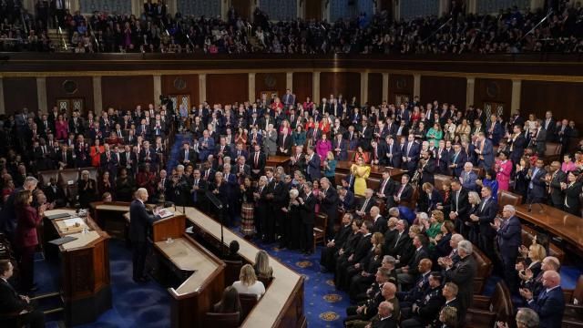 FILE - President Joe Biden delivers his State of the Union speech to a joint session of Congress, at the Capitol in Washington, Feb. 7, 2023. The State of the Union speech is one of the biggest pieces of political theater every year. But in modern times, it's a televised extravaganza where every detail is carefully scrutinized. This is Biden's third State of the Union and it will feature the third House speaker to hold the job since he was elected. (AP Photo/J. Scott Applewhite, File) FILE - President Joe Biden delivers his State of the Union speech to a joint session of Congress, at the Capitol in Washington, Feb. 7, 2023. The State of the Union speech is one of the biggest pieces of political theater every year. But in modern times, it's a televised extravaganza where every detail is carefully scrutinized. This is Biden's third State of the Union and it will feature the third House speaker to hold the job since he was elected. (AP Photo/J. Scott Applewhite, File)