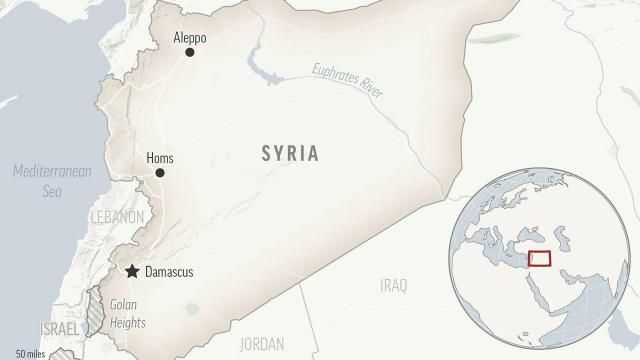 This is a locator map for Syria with its capital, Damascus. (AP Photo) This is a locator map for Syria with its capital, Damascus. (AP Photo)