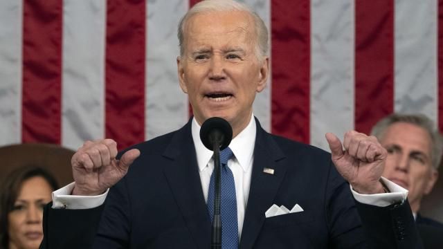 FILE - President Joe Biden delivers the State of the Union address to a joint session of Congress at the U.S. Capitol, Feb. 7, 2023, in Washington, as Vice President Kamala Harris and House Speaker Kevin McCarthy of Calif., listen. Biden is set to use his State of the Union address to promote his vision for a second term to a dispirited electorate that questions whether he's up to the job and to warn that GOP frontrunner Donald Trump would be a dangerous alternative. (AP Photo/Jacquelyn Martin, Pool, File) FILE - President Joe Biden delivers the State of the Union address to a joint session of Congress at the U.S. Capitol, Feb. 7, 2023, in Washington, as Vice President Kamala Harris and House Speaker Kevin McCarthy of Calif., listen. Biden is set to use his State of the Union address to promote his vision for a second term to a dispirited electorate that questions whether he's up to the job and to warn that GOP frontrunner Donald Trump would be a dangerous alternative. (AP Photo/Jacquelyn Martin, Pool, File)