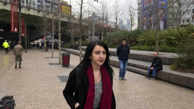 Fidan Ataselim, general secretary of We Will Stop Femicides Platform or WWSF, walks on the street following an interview with the Associated Press in Istanbul, Turkey, Tuesday, March 5, 2024. At least 403 women were killed in Turkey last year, most of them by current or former spouses and other men close to them, according to the We Will Stop Femicides Platform, a group that tracks gender-related killings and provides support to victims of violence. (AP Photo/Khalil Hamra) Fidan Ataselim, general secretary of We Will Stop Femicides Platform or WWSF, walks on the street following an interview with the Associated Press in Istanbul, Turkey, Tuesday, March 5, 2024. At least 403 women were killed in Turkey last year, most of them by current or former spouses and other men close to them, according to the We Will Stop Femicides Platform, a group that tracks gender-related killings and provides support to victims of violence. (AP Photo/Khalil Hamra)