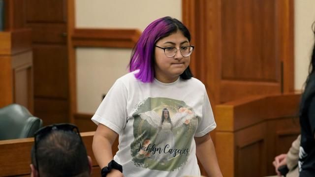 FILE - Jazmin Cazares, whose young sister Jacklyn was was one of 19 children killed at Robb Elementary School, attends a hearing at the state capitol, June 23, 2022, in Austin, Texas. (AP Photo/Eric Gay, File) FILE - Jazmin Cazares, whose young sister Jacklyn was was one of 19 children killed at Robb Elementary School, attends a hearing at the state capitol, June 23, 2022, in Austin, Texas. (AP Photo/Eric Gay, File)