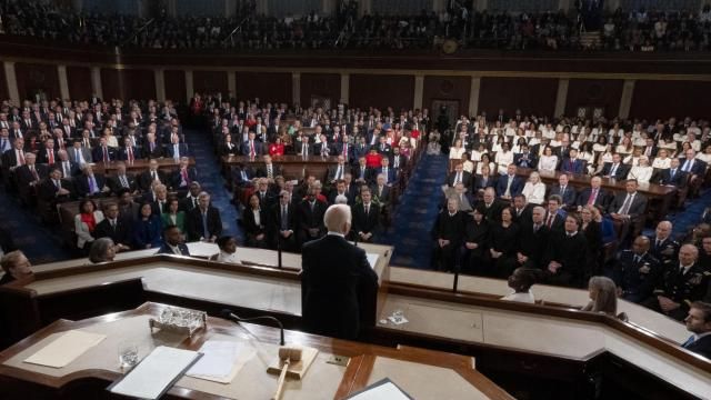 President Joe Biden delivers the State of the Union address to a joint session of Congress at the U.S. Capitol, Thursday March 7, 2024, in Washington. (AP Photo/Alex Brandon, Pool) President Joe Biden delivers the State of the Union address to a joint session of Congress at the U.S. Capitol, Thursday March 7, 2024, in Washington. (AP Photo/Alex Brandon, Pool)