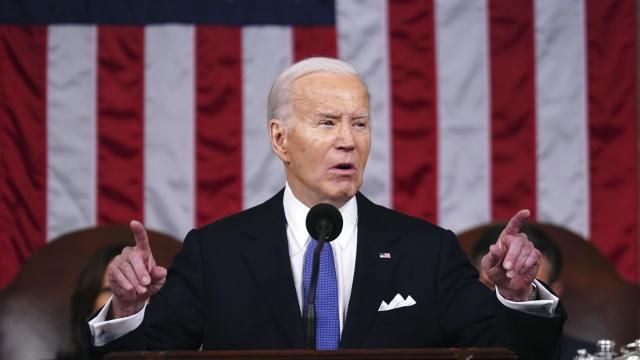 FILE - President Joe Biden delivers the State of the Union address to a joint session of Congress at the Capitol, on March 7, 2024, in Washington. A top European Union official is Cyprus on Friday, March 8, 2024, to inspect preparations for sending desperately needed aid to war-ravaged Gaza by sea, just hours after President Joe Biden announced that the U.S. military will set up a temporary port off Gaza's Mediterranean coast in support of such efforts. (Shawn Thew/Pool Photo via AP, File) FILE - President Joe Biden delivers the State of the Union address to a joint session of Congress at the Capitol, on March 7, 2024, in Washington. A top European Union official is Cyprus on Friday, March 8, 2024, to inspect preparations for sending desperately needed aid to war-ravaged Gaza by sea, just hours after President Joe Biden announced that the U.S. military will set up a temporary port off Gaza's Mediterranean coast in support of such efforts. (Shawn Thew/Pool Photo via AP, File)