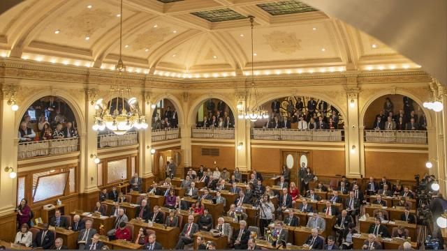 FILE - In this Jan. 8, 2019 photo, South Dakota state legislators listen while Gov. Kristi Noem delivers the State of the State address at the state Capitol in Pierre, S.D. Republican leaders are resisting calls to spell out in law the circumstances under which women can legally have abortions under “life of the mother” exceptions in states with strict bans. Lawmakers are suggesting instead that abortion providers just need more information about existing laws, or that they are knowingly avoiding legal procedures to make a political point. (Ryan Hermens/Rapid City Journal via AP, File) FILE - In this Jan. 8, 2019 photo, South Dakota state legislators listen while Gov. Kristi Noem delivers the State of the State address at the state Capitol in Pierre, S.D. Republican leaders are resisting calls to spell out in law the circumstances under which women can legally have abortions under “life of the mother” exceptions in states with strict bans. Lawmakers are suggesting instead that abortion providers just need more information about existing laws, or that they are knowingly avoiding legal procedures to make a political point. (Ryan Hermens/Rapid City Journal via AP, File)