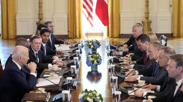 President Joe Biden meets with Polish President Andrzej Duda and Polish Prime Minister Donald Tusk in the East Room of the White House, Tuesday, March 12, 2024, in Washington. (AP Photo/Andrew Harnik) President Joe Biden meets with Polish President Andrzej Duda and Polish Prime Minister Donald Tusk in the East Room of the White House, Tuesday, March 12, 2024, in Washington. (AP Photo/Andrew Harnik)
