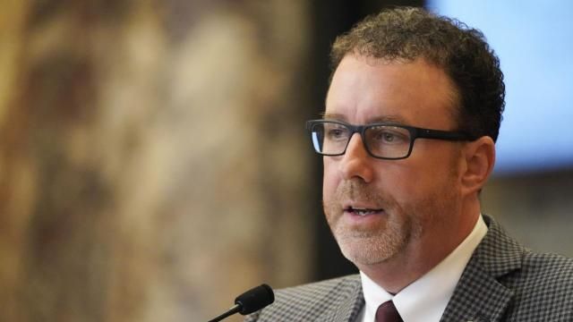 FILE - Mississippi Sen. David Parker, R-Olive Branch, speaks during a debate at the state Capitol, Feb. 7, 2023, in Jackson, Miss. For the second year in a row, the Mississippi Senate has passed a bill that would transfer control of the state capital's troubled water system to a regional board. Parker introduced a slightly modified version of the bill after it died in the House last session. (AP Photo/Rogelio V. Solis, File) FILE - Mississippi Sen. David Parker, R-Olive Branch, speaks during a debate at the state Capitol, Feb. 7, 2023, in Jackson, Miss. For the second year in a row, the Mississippi Senate has passed a bill that would transfer control of the state capital's troubled water system to a regional board. Parker introduced a slightly modified version of the bill after it died in the House last session. (AP Photo/Rogelio V. Solis, File)