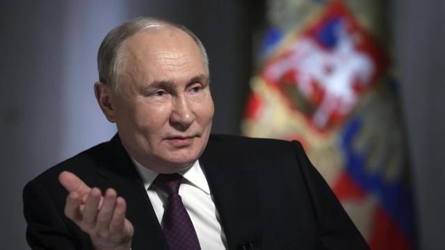 Russian President Vladimir Putin speaks during an interview with Rossiya Segodnya International Media Group Director General Dmitry Kiselev, in Moscow, Russia, Tuesday, March 12, 2024. (Gavriil Grigorov, Sputnik, Kremlin Pool Photo via AP) Russian President Vladimir Putin speaks during an interview with Rossiya Segodnya International Media Group Director General Dmitry Kiselev, in Moscow, Russia, Tuesday, March 12, 2024. (Gavriil Grigorov, Sputnik, Kremlin Pool Photo via AP)