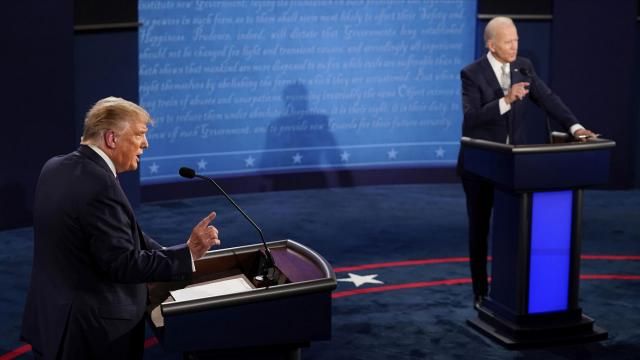 FILE - President Donald Trump and Democratic presidential candidate former Vice President Joe Biden exchange points during the first presidential debate Sept. 29, 2020, at Case Western University and Cleveland Clinic, in Cleveland, Ohio. President Joe Biden and former President Donald Trump have officially secured the requisite numbers of delegates to be considered their parties’ presumptive nominees. The designation allows the candidates to coordinate directly with the national Democratic and Republican parties, although they aren't considered official nominees until the summer conventions.(AP Photo/Morry Gash, Pool, File) FILE - President Donald Trump and Democratic presidential candidate former Vice President Joe Biden exchange points during the first presidential debate Sept. 29, 2020, at Case Western University and Cleveland Clinic, in Cleveland, Ohio. President Joe Biden and former President Donald Trump have officially secured the requisite numbers of delegates to be considered their parties’ presumptive nominees. The designation allows the candidates to coordinate directly with the national Democratic and Republican parties, although they aren't considered official nominees until the summer conventions.(AP Photo/Morry Gash, Pool, File)