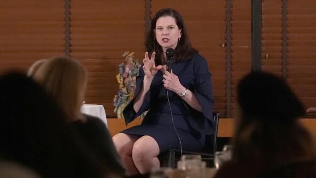 Eileen O'Neill Burke, a former appellate judge, responds to a question from a member of the Cliff Dwellers Club Thursday, March 7, 2024, in Chicago. An open seat to lead the nation's second-largest prosecutor's office has become one of the most spirited races in the Illinois primary. The Democratic matchup is between O'Neill Burke, a tough-on-crime judge and Clayton Harris III, an attorney with union and establishment backing. (AP Photo/Charles Rex Arbogast) Eileen O'Neill Burke, a former appellate judge, responds to a question from a member of the Cliff Dwellers Club Thursday, March 7, 2024, in Chicago. An open seat to lead the nation's second-largest prosecutor's office has become one of the most spirited races in the Illinois primary. The Democratic matchup is between O'Neill Burke, a tough-on-crime judge and Clayton Harris III, an attorney with union and establishment backing. (AP Photo/Charles Rex Arbogast)