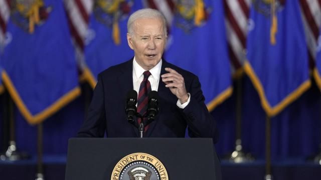 FILE - President Joe Biden speaks at en event March 13, 2024, in Milwaukee. A major deadline under the half-century-old War Powers Resolution came this week for Biden to obtain Congress' approval to keep waging his military campaign against Yemen's Houthis. But it was met with public silence, even from Senate Democrats frustrated by the Biden administration's blowing past some of the checkpoints that would give Congress more of a say in the United States' deepening military engagement in the Middle East conflicts. (AP Photo/Morry Gash, File) FILE - President Joe Biden speaks at en event March 13, 2024, in Milwaukee. A major deadline under the half-century-old War Powers Resolution came this week for Biden to obtain Congress' approval to keep waging his military campaign against Yemen's Houthis. But it was met with public silence, even from Senate Democrats frustrated by the Biden administration's blowing past some of the checkpoints that would give Congress more of a say in the United States' deepening military engagement in the Middle East conflicts. (AP Photo/Morry Gash, File)