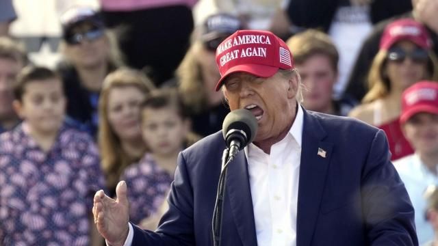 Republican presidential candidate former President Donald Trump speaks at a Buckeye Values PAC rally on Saturday, March 16, 2024, in Vandalia, Ohio. (AP Photo/Meg Kinnard) Republican presidential candidate former President Donald Trump speaks at a Buckeye Values PAC rally on Saturday, March 16, 2024, in Vandalia, Ohio. (AP Photo/Meg Kinnard)