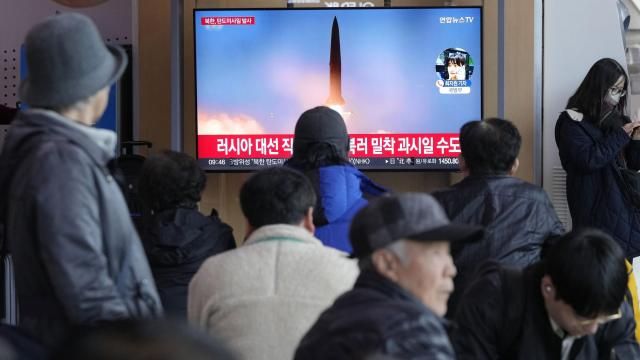 A TV screen shows a file image of North Korea's missile launch during a news program at the Seoul Railway Station in Seoul, South Korea, Monday, March 18, 2024. North Korea fired multiple short-range ballistic missiles toward its eastern waters Monday morning, its neighbors said, days after the end of the South Korean-U.S. military drills that the North views as an invasion rehearsal. (AP Photo/Ahn Young-joon) A TV screen shows a file image of North Korea's missile launch during a news program at the Seoul Railway Station in Seoul, South Korea, Monday, March 18, 2024. North Korea fired multiple short-range ballistic missiles toward its eastern waters Monday morning, its neighbors said, days after the end of the South Korean-U.S. military drills that the North views as an invasion rehearsal. (AP Photo/Ahn Young-joon)