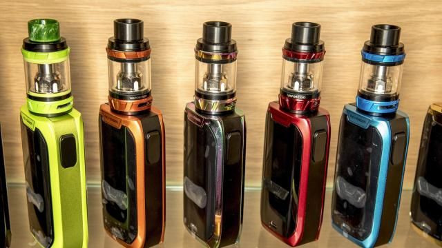 This shows a row of vapes in an Auckland store, on Feb. 11, 2018. The New Zealand Government said Wednesday, March 20, 2024, that it will ban disposable e-cigarettes, or vapes, and raise financial penalties for those who sell such products to minors. (Michael Craig/New Zealand Herald via AP) This shows a row of vapes in an Auckland store, on Feb. 11, 2018. The New Zealand Government said Wednesday, March 20, 2024, that it will ban disposable e-cigarettes, or vapes, and raise financial penalties for those who sell such products to minors. (Michael Craig/New Zealand Herald via AP)