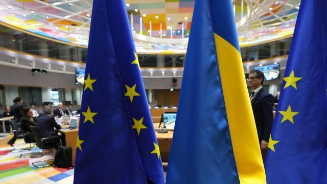A general view of a roundtable meeting of the EU-Ukraine Association Council at the European Council building in Brussels, Wednesday, March 20, 2024. (AP Photo/Virginia Mayo) A general view of a roundtable meeting of the EU-Ukraine Association Council at the European Council building in Brussels, Wednesday, March 20, 2024. (AP Photo/Virginia Mayo)