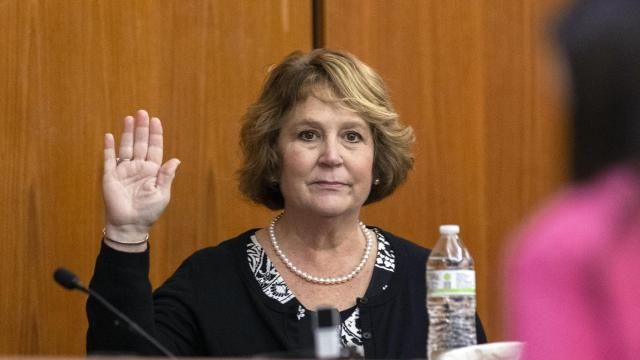 FILE- Colleton County Clerk of Court Rebecca Hill is sworn in before taking the stand to testify during the Alex Murdaugh jury-tampering hearing at the Richland County Judicial Center, Monday, Jan. 29, 2024, in Columbia, S.C. Hill, under investigation amid allegations of tampering with the jury in the Alex Murdaugh trial, announced her resignation on Monday, March 25, 2024. (Andrew J. Whitaker/The Post And Courier via AP, Pool, File) FILE- Colleton County Clerk of Court Rebecca Hill is sworn in before taking the stand to testify during the Alex Murdaugh jury-tampering hearing at the Richland County Judicial Center, Monday, Jan. 29, 2024, in Columbia, S.C. Hill, under investigation amid allegations of tampering with the jury in the Alex Murdaugh trial, announced her resignation on Monday, March 25, 2024. (Andrew J. Whitaker/The Post And Courier via AP, Pool, File)