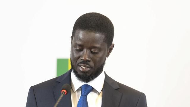 Bassirou Diomaye Faye holds a press conference after winning the presidential elections in Dakar, Senegal, Monday, March 25, 2024. (AP Photo/Mosa'ab Elshamy) Bassirou Diomaye Faye holds a press conference after winning the presidential elections in Dakar, Senegal, Monday, March 25, 2024. (AP Photo/Mosa'ab Elshamy)