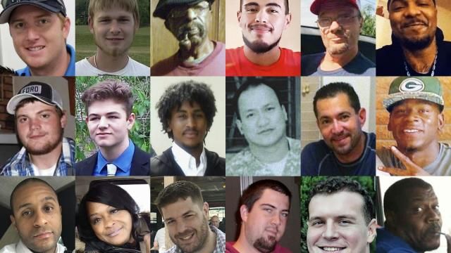 This combination of photos shows, top row from left, Anthony Timpa, Austin Hunter Turner, Carl Grant, Damien Alvarado, Delbert McNiel and Demetrio Jackson; second row from left, Drew Edwards, Evan Terhune, Giovani Berne, Glenn Ybanez, Ivan Gutzalenko and Mario Clark; bottom row from left, Michael Guillory, Robbin McNeely, Seth Lucas, Steven Bradley Beasley, Taylor Ware and Terrell "Al" Clark. Each died after separate encounters with police in which officers used force that is not supposed to be deadly. (AP Photo) This combination of photos shows, top row from left, Anthony Timpa, Austin Hunter Turner, Carl Grant, Damien Alvarado, Delbert McNiel and Demetrio Jackson; second row from left, Drew Edwards, Evan Terhune, Giovani Berne, Glenn Ybanez, Ivan Gutzalenko and Mario Clark; bottom row from left, Michael Guillory, Robbin McNeely, Seth Lucas, Steven Bradley Beasley, Taylor Ware and Terrell "Al" Clark. Each died after separate encounters with police in which officers used force that is not supposed to be deadly. (AP Photo)