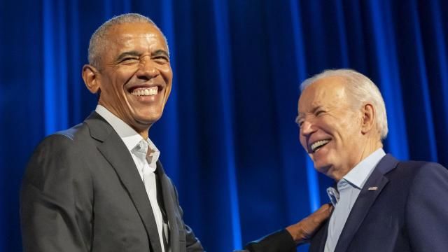 President Joe Biden, right, and former presidents Barack Obama, left, and Bill Clinton participate in a fundraising event with Stephen Colbert at Radio City Music Hall, Thursday, March 28, 2024, in New York. (AP Photo/Alex Brandon) President Joe Biden, right, and former presidents Barack Obama, left, and Bill Clinton participate in a fundraising event with Stephen Colbert at Radio City Music Hall, Thursday, March 28, 2024, in New York. (AP Photo/Alex Brandon)
