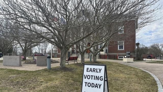 A sign reminding voters they can cast their votes early in the April 2 presidential primary in Connecticut was placed outside the Stonington Town Hall in Stonington, Conn., on Wednesday, March 27, 2024. The four-day early voting period marks the first time voters can cast their votes early and in-person in Connecticut. (AP Photo/Susan Haigh) A sign reminding voters they can cast their votes early in the April 2 presidential primary in Connecticut was placed outside the Stonington Town Hall in Stonington, Conn., on Wednesday, March 27, 2024. The four-day early voting period marks the first time voters can cast their votes early and in-person in Connecticut. (AP Photo/Susan Haigh)