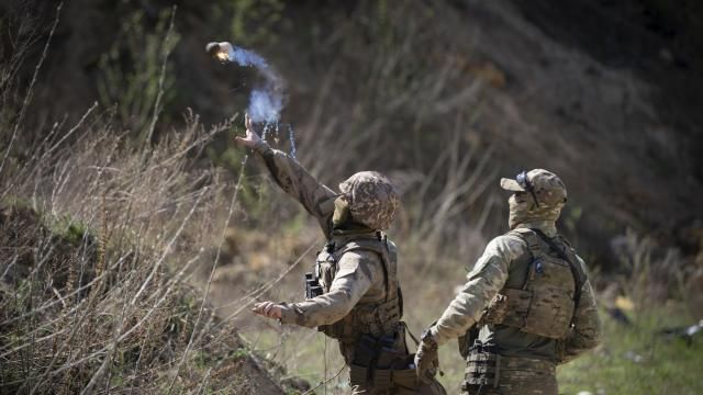 Members of the Siberian Battalion, which was formed mostly of volunteer Russian citizens, of the Ukrainian Armed Forces' International Legion, practice during military exercises, amid Russia's attack on Ukraine, at an undisclosed location in Kyiv region, Ukraine, Wednesday, April 10, 2024. (AP Photo/Efrem Lukatsky) Members of the Siberian Battalion, which was formed mostly of volunteer Russian citizens, of the Ukrainian Armed Forces' International Legion, practice during military exercises, amid Russia's attack on Ukraine, at an undisclosed location in Kyiv region, Ukraine, Wednesday, April 10, 2024. (AP Photo/Efrem Lukatsky)